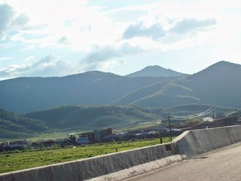 Scenic view of mountains against sky