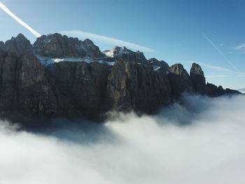 Panoramic view of majestic mountain against sky