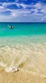 Scenic view of eagle beach against sky in aruba 