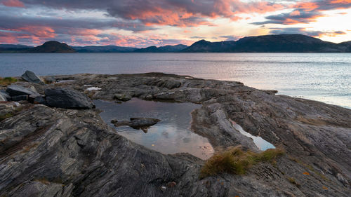 Scenic view of sea against sky during sunset