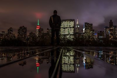 City lit up at night