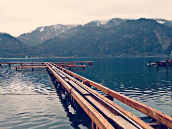 Scenic view of lake against mountains