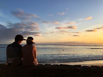 Scenic view of sea at sunset