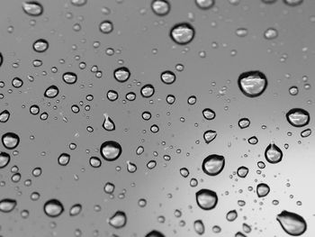 Full frame shot of raindrops on window 