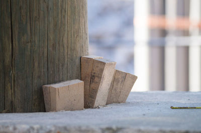 Wooden planks at construction site