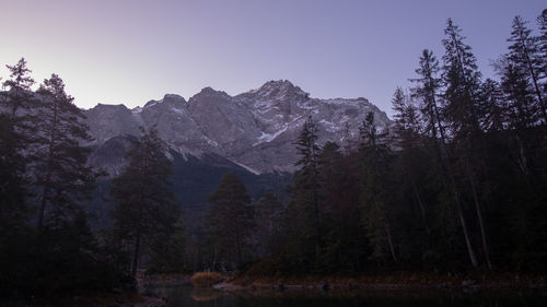 Scenic view of mountains against clear sky