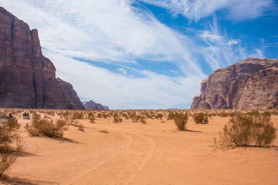 Panoramic view of desert against sky