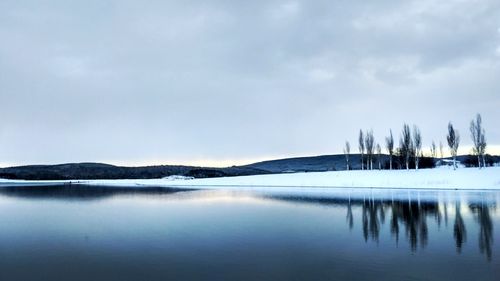 Scenic view of lake against sky