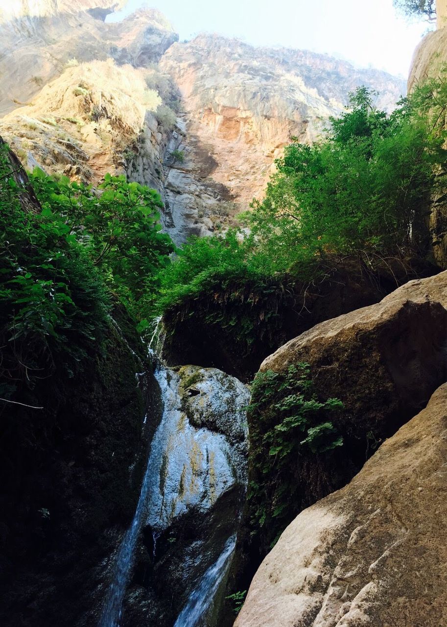 SCENIC VIEW OF WATERFALL ON ROCKS