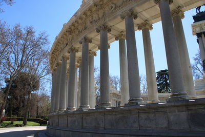 Columns at the monument of king alfonso xii in the park of the retirement of madrid