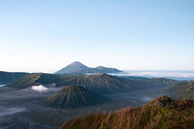 Scenic view of mountains against clear sky