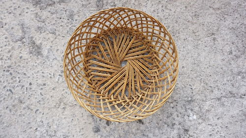 High angle view of wicker basket