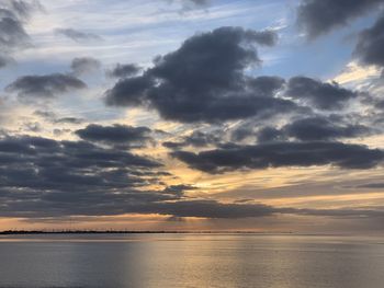 Scenic view of sea against sky at sunset