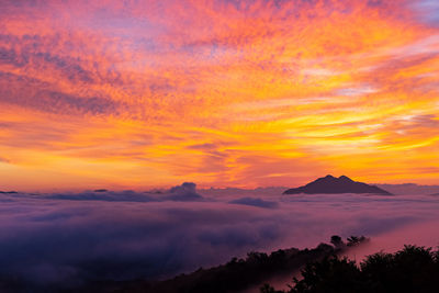 Scenic view of dramatic sky during sunrise