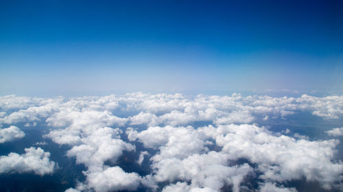 Aerial view of clouds in blue sky