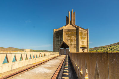 View of historic building against clear blue sky