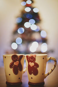 Close-up of coffee cup on table