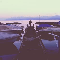 Scenic view of boats in sea