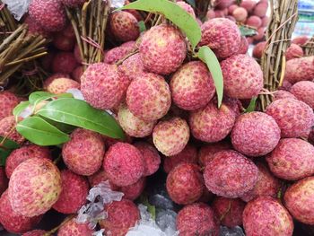 Close-up of strawberries in market