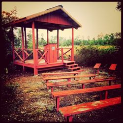 Empty chairs and table