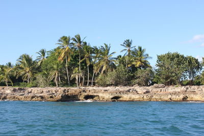 Scenic view of sea against clear sky