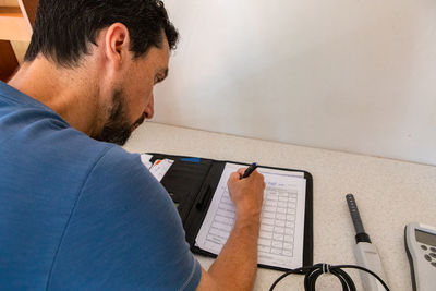 Man working on table