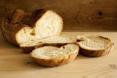 Close-up of bread on cutting board
