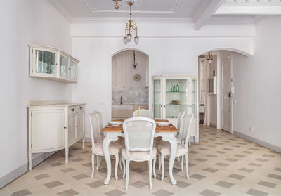 Empty chairs and tables at home