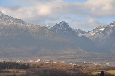 Scenic view of mountains against sky
