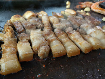 Close-up of meat being cooked