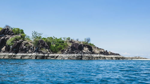 Scenic view of sea against clear sky