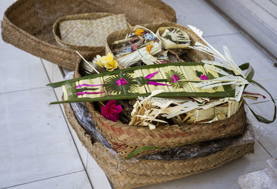 High angle view of food on table