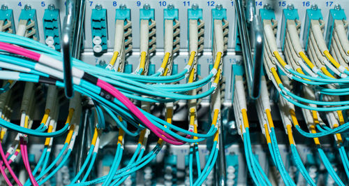 Network switch and network cable fiber optic fiber in a data center