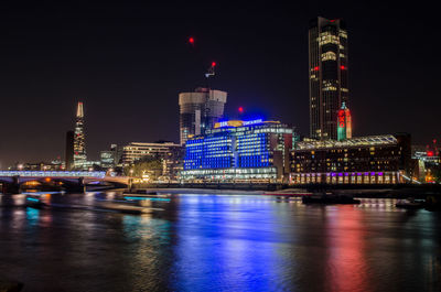 Illuminated skyscrapers at night