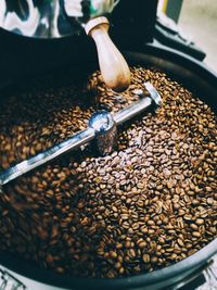 High angle view of coffee beans