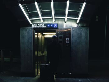 Blurred motion of woman in subway