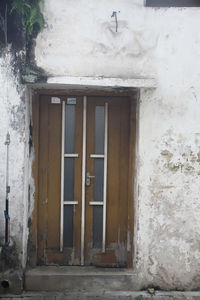 Closed door of old building