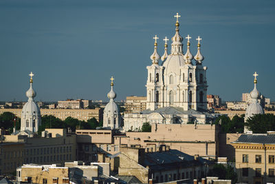 View of cathedral in city against sky