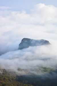 Scenic view of volcanic mountain against sky