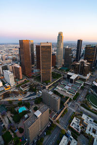 The los angeles financial district after the sunset