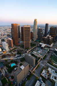 High angle view of buildings in city