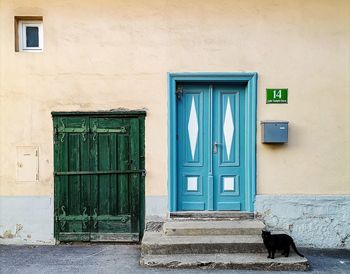 Closed door of house