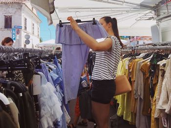 Woman standing in a market