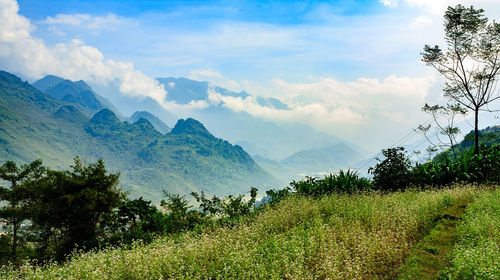 Scenic view of mountains against sky