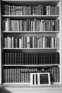 Close-up of books in shelf