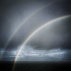 Scenic view of rainbow against sky