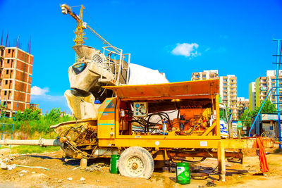 View of construction site against blue sky