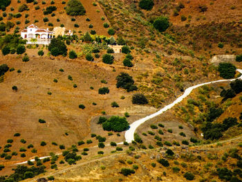 High angle view of road passing through landscape