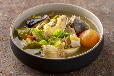 Close-up of food in bowl on table