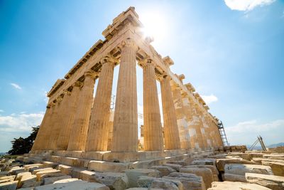 Athens - greek acropolis with bright mediterranean sun